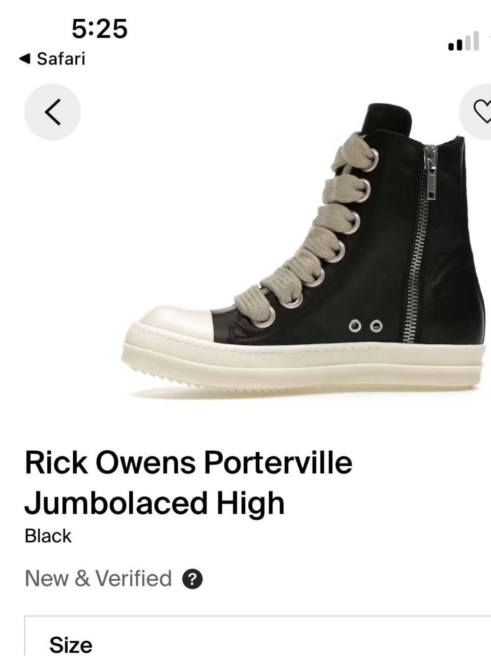 Rick Owens Porterville Black High-Top Kids Sneakers